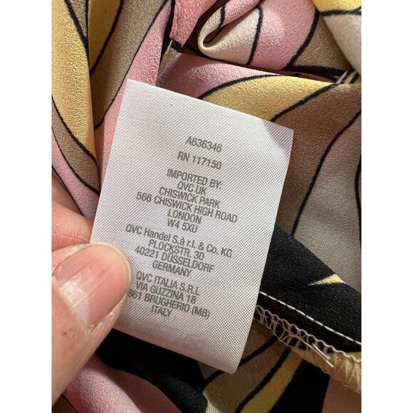 Belle Kim Gravel Top Blouse Medium Heart Print Retro Mod Button Shirt V-Neck New - Picture 10 of 10